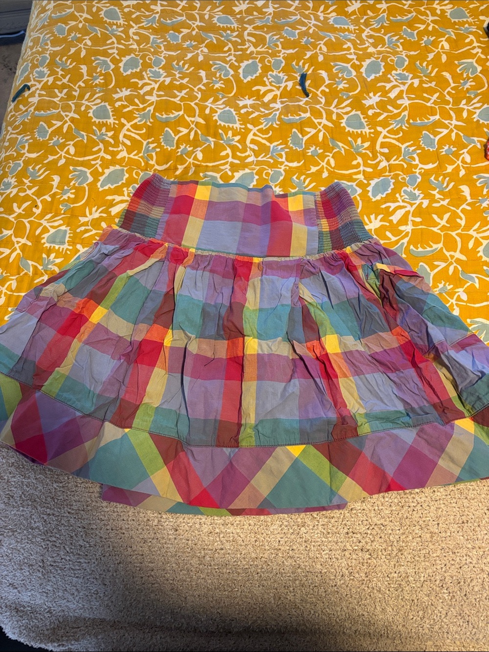 Urban Outfitters Kimchi Blue Madras Plaid Full Mini Skirt Pockets
